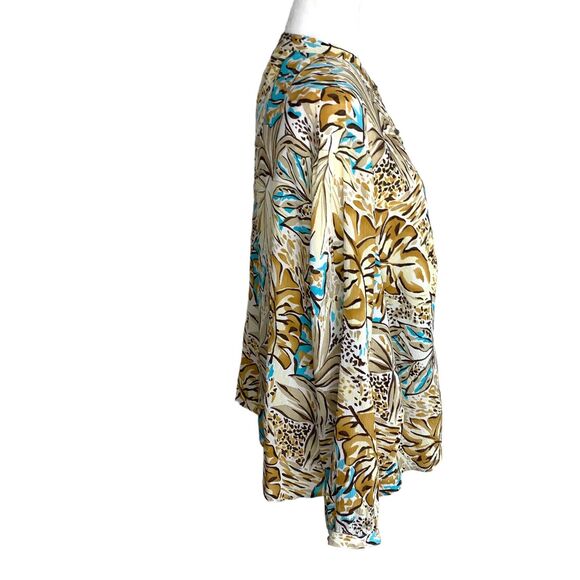 TALBOTS Vintage Petites Size 20W 100% Silk Neutral Print Blouse Button Down - Picture 4 of 9